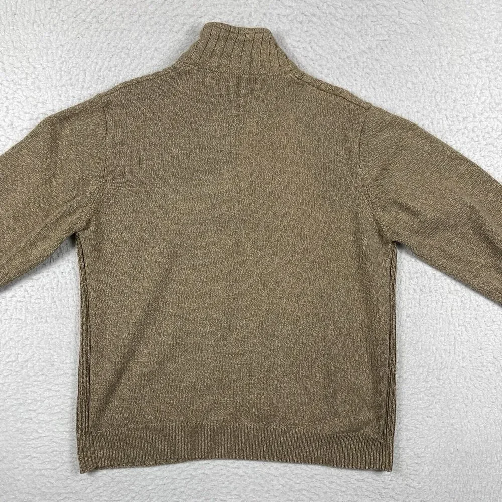 Oscar De La‎ Renta Sweater Mens XL Brown Sherpa Collar Pullover Preppy Workwear